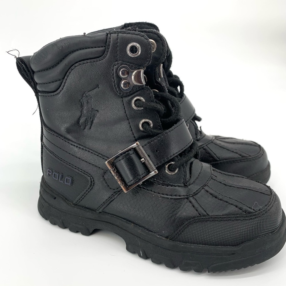 Polo with Buckles Winter Black Boots Size 11